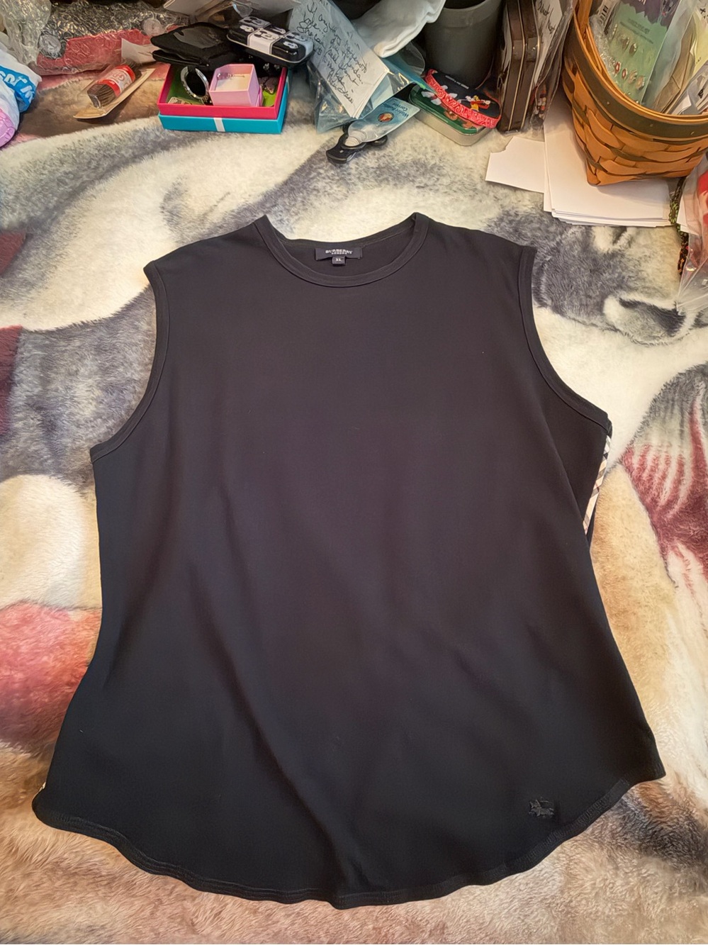 Burberry Black Sleeveless Crewneck Tank with Subtle Logo